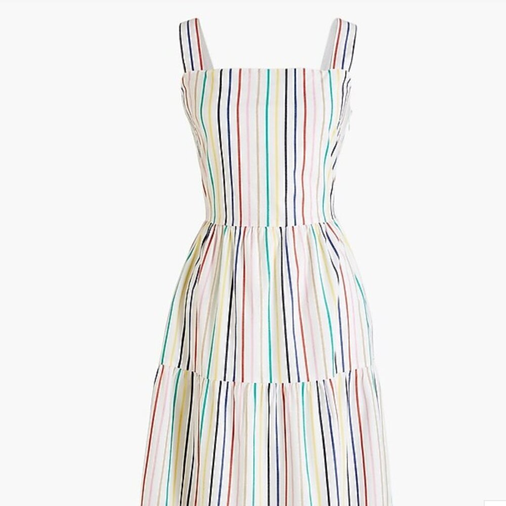 J.CREW Tiered Maxi Rainbow Striped Dress Size 0